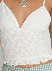 Clued In Frill Detail Top White