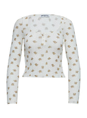 Sleepytea Pointelle Sleep Long Sleeve Top Multi