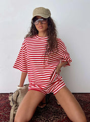 Bryanne Short Sleeve Top Red Stripe