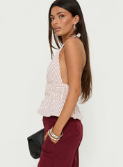 Perpetua Halter Neck Top Red / White Stripe