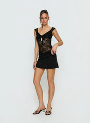 Francyne Lace Keyhole Top Black