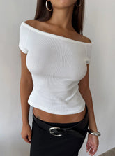 Baseline Boat Neck Rib Top White