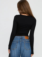 Sold On You Long Sleeve Top Black