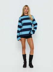 Settle Down Long Sleeve Top Blue Stripe