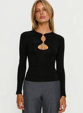 Orlaith Cut Out Long Sleeve Top Black