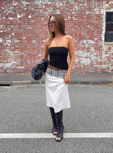 Kahlei Strapless Fringe Detail Top Black