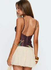 Azalee Cami Top Brown Floral