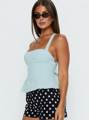 Sandrelle Tie Back Top Blue