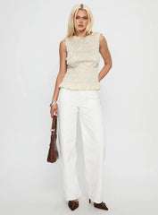 Elenir Shirred Top Beige