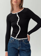 Bring Me Closer Button Up Long Sleeve Top Black / White