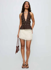 Movies End Halter Top Brown