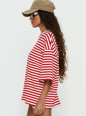 Bryanne Short Sleeve Top Red Stripe