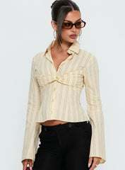 Wrenner Layered Long Sleeve Top Yellow Stripe