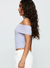 Ausha Off Shoulder Top Lilac Stripe