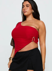 Machiatto One Shoulder Top Red Curve