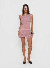 Ready To Party Off Shoulder Top Pink / Black Polka