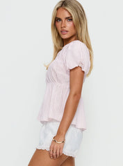 Such A Sweetie Babydoll Top Pink / White Stripe