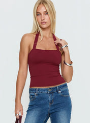 Ghisella Square Neck Halter Top Cherry