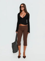 Stefanee Long Sleeve Wrap Top Black
