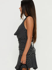 Dyana Cowl Neck Top Grey / Black Stripe