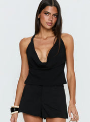 Eboni Multi Wear Cowl Neck Top Black