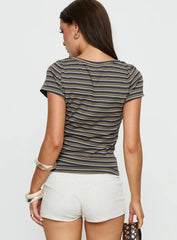 Addrianne Button Up Top Multi Stripe