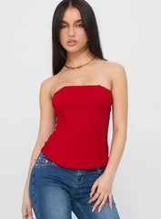 Kaetlyn Strapless Corset Top Red