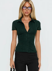 When You Sleep Short Sleeve Top Dark Green