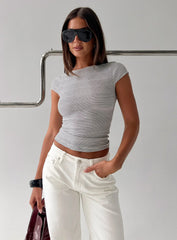 Nyren Low Back Boatneck Top White / Black Stripe