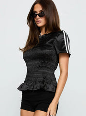 Wildrose Shirred Top Black