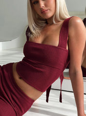 Mooring Square Neck Top Maroon