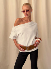 Kourta Off Shoulder Oversized Knit Top Oat