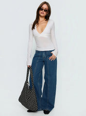 Madelon Long Sleeve Wrap Top White