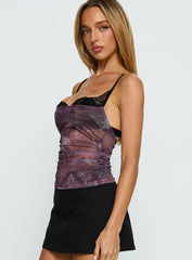 Worldly Mesh Bra Layered Corset Top Purple