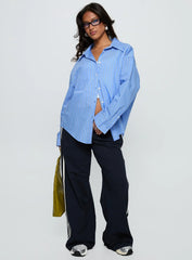 Kodhi Oversized Long Sleeve Top Blue Stripe