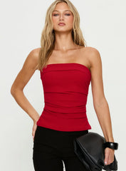 Mousse Strapless Top Red