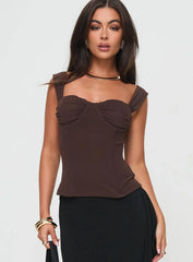 Kyrie Longline Corset Top Brown