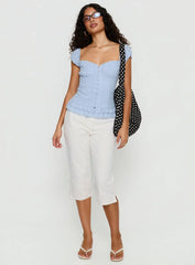 Suiter Frill Detail Top Soft Blue