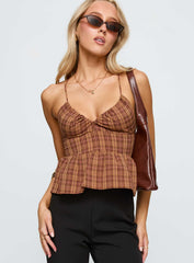 Croatia Frill Top Brown Check