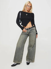 Karre Off The Shoulder Long Sleeve Top Black