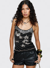 Devondra Sequin Detail Cami Top Black