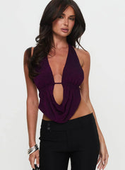 Love Away Halter Scoop Neck Top Purple