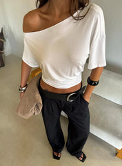 Ashlinn Off Shoulder Drapey Top White
