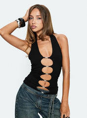 Sheelah Cut Out Sleeveless Top Black