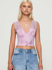 Typha Top Pink Floral