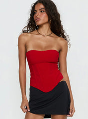 Chevon Strapless Corset Top Red