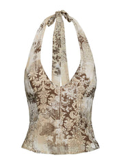 Silvey Halter Top Brown Multi