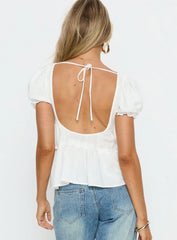 Kimberleigh Floaty Babydoll Top White