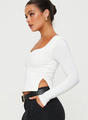 Rehna Long Sleeve Top White