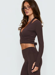 Pirouette Active Wrap Top Brown